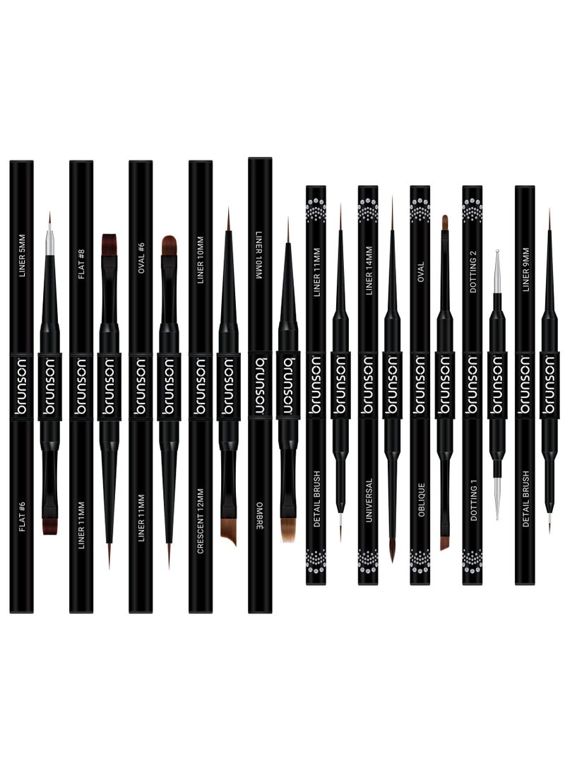 brunson Nail Art Brush Set 10pcs with Case | Brunson Dual Side Nail Brushes for Gel Polish, Gel Nail Art, Nail Painting, Detail, Liner & Fine Line Nail Design, Acrylic Nail Art, Manicure, Pedicure & Professional Nail Art Supplies - Image 5