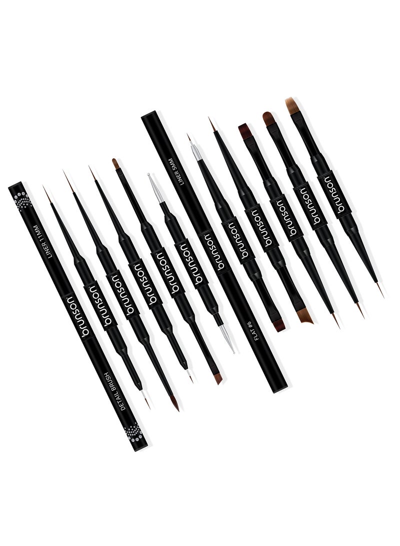brunson Nail Art Brush Set 10pcs with Case | Brunson Dual Side Nail Brushes for Gel Polish, Gel Nail Art, Nail Painting, Detail, Liner & Fine Line Nail Design, Acrylic Nail Art, Manicure, Pedicure & Professional Nail Art Supplies - Image 3