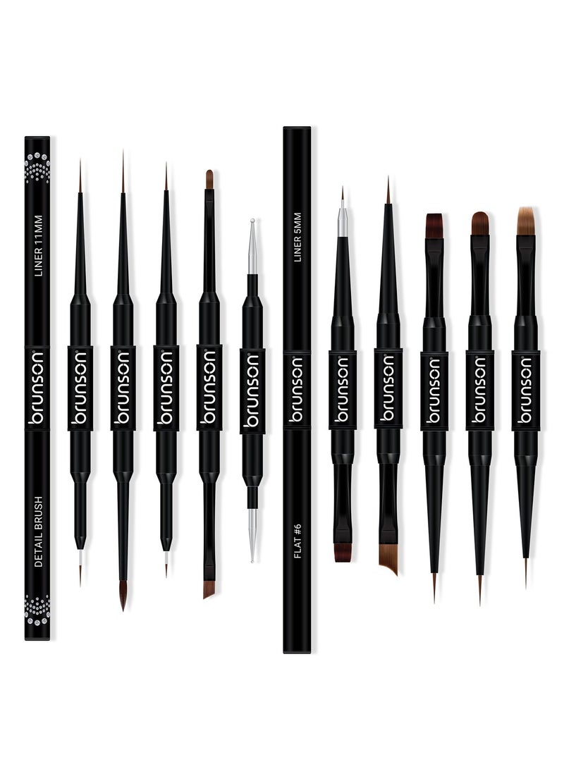 brunson Nail Art Brush Set 10pcs with Case | Brunson Dual Side Nail Brushes for Gel Polish, Gel Nail Art, Nail Painting, Detail, Liner & Fine Line Nail Design, Acrylic Nail Art, Manicure, Pedicure & Professional Nail Art Supplies - Image 2