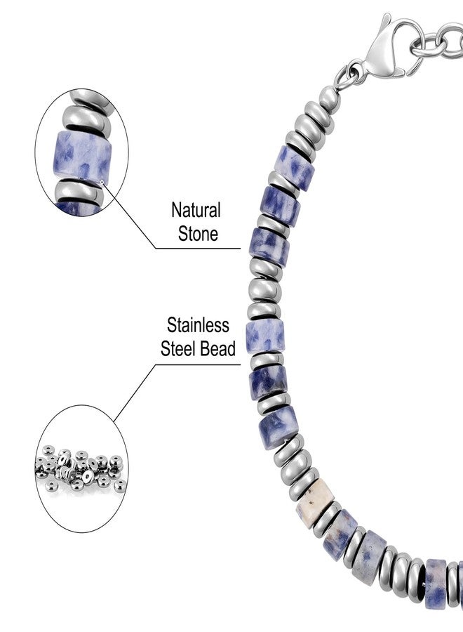 SIUMAL Mens Bracelet, Boho Stainless Steel Bracelets for Men, Beaded Bracelets, Jewelry Gifts for Husband, Father, Friends, Medium, Stainless Steel, no gemstone - Image 5