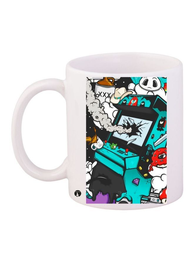 RKN Cartoon Printed Coffee Mug White/Green/Red 11ounce - Image 2