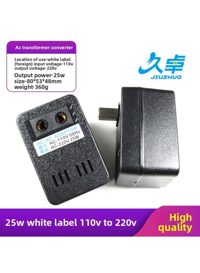 Voltage Converter 110V To 220V Power Transformer Small Household Appliances 220V To 110V Charging Conversion Adapter-Color:Foreign Use 110 To 220v 25w White Label