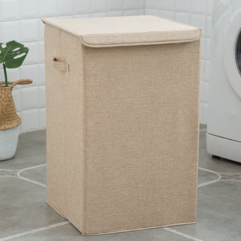 Bathroom laundry storage bucket simple home large laundry basket covered fabric folding laundry blue wholesale(Creamy-white, Large size) - Image 1