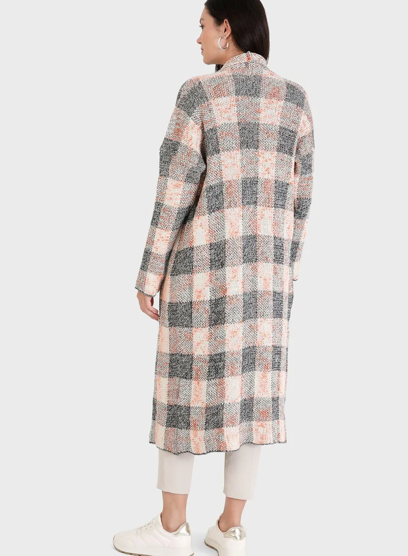 Tavin by Modanisa Checked Longline Cardigan