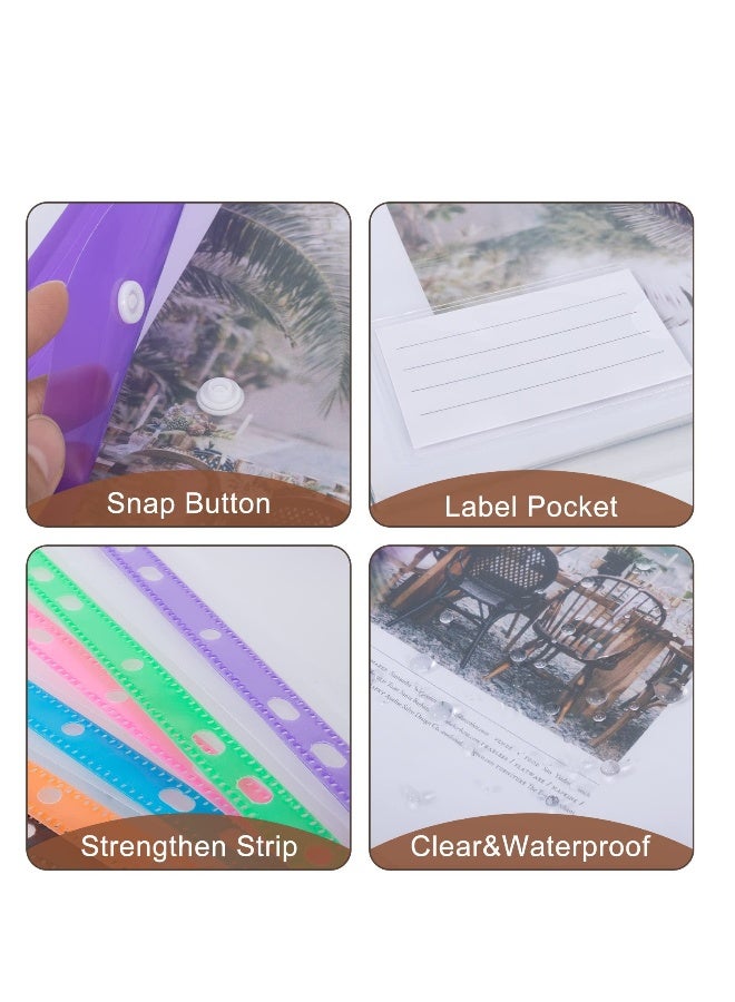 A4 Punched File Pockets, Plastic Envelopes, 12Pcs Plastic Document Files, Document File Folders with Snap Closure, Poly Envelopes, for Home,Office and School (Colorful) - Image 3