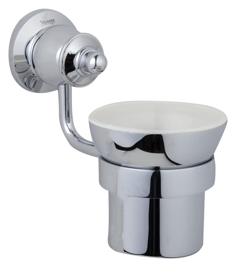 Vantage VAR-1002(A) 100% Brass Tumbler Wall Mount Holder With Corrosion Resistant Design For Bathroom, Kitchen & Other Settings - Image 2
