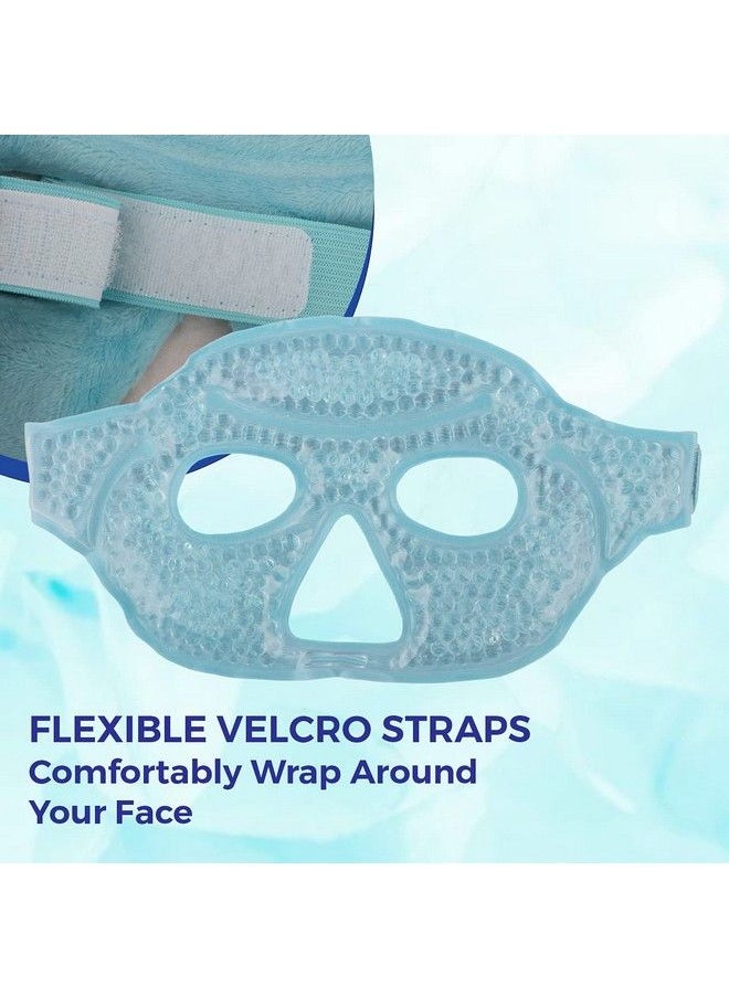 Zureni Half Face Mask Cooling Gel Beads Reusable Facial Forehead Eye Cold Ice Hot Pad For Compress Therapy Acne Puffy Eyes Dark Circles Ideal For Women & Men (Blue)  - Image 4