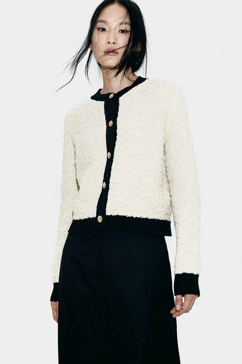 H&M Textured-Knit Cardigan