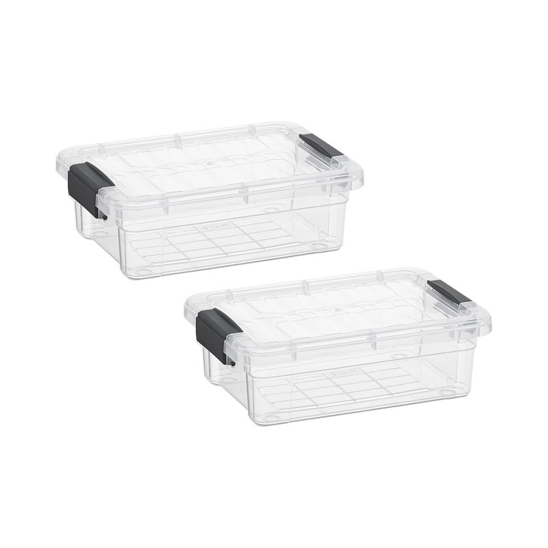Superio Clear Storage Boxes with Lids, 1.27 Quart Plastic Container Bins for Organizing, Stackable Crates, BPA Free, Non Toxic, Odor Free, Organizers for Home, Office and Dorm, 2 Pack - Image 1