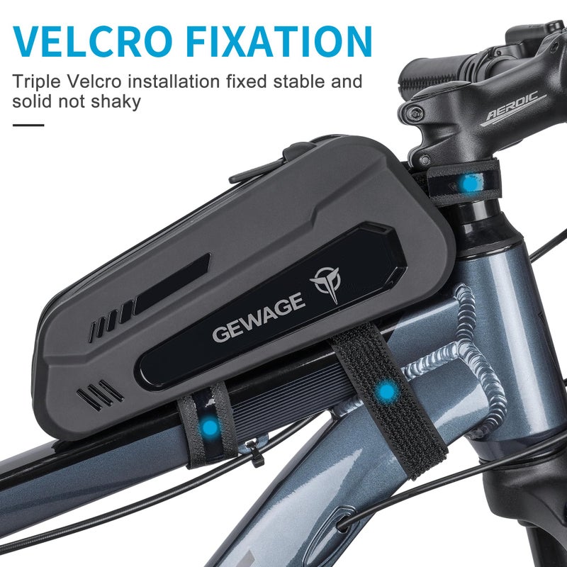 GEWAGE Bike Bag Bicycle Front Frame Bag Bike Phone Holder Bike Phone Bag Top Tube Bag Handlebar Bags Bike Accessories for Mountain Road Bike, Black - Image 4