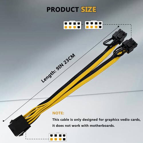 COMeap (2-Pack) CPU to GPU, CPU 8 Pin Female to Dual PCIe 8 Pin (6+2) Male Splitter Cable for Graphics Card BTC Miner 9-inch (23cm) - Image 5