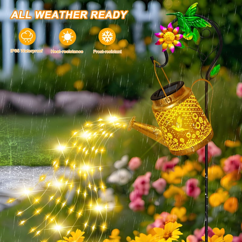 ostritec Hummingbird Solar Lanterns Garden Decor, Outdoor Waterproof Watering Can with Shepherd Hook, Solar Garden Decor for Yard Outdoor Landscape Pathway, Gifts for Women Mom Grandma Birthday Christmas Gifts - Image 4