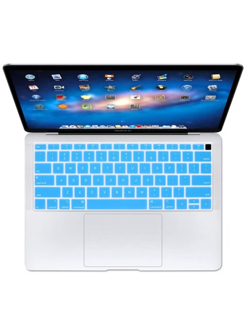 US Layout English Keyboard Cover for MacBook New Air 13 Inch with Retina Display and Touch ID Model A1932 Release 2018/2019 Sky Blue
