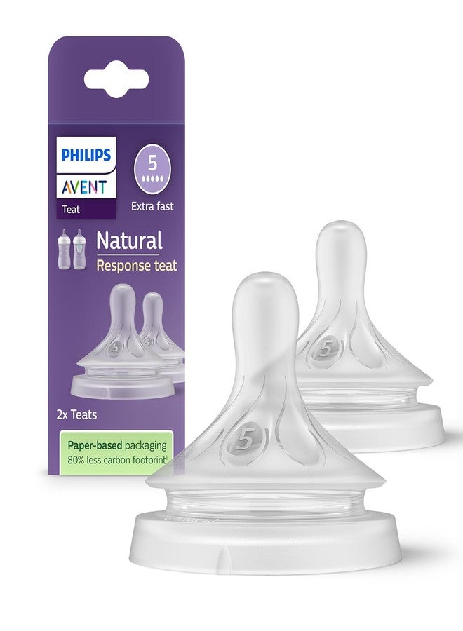 Avent Philips Avent Natural Response Bottle Teat - 2 x Baby Bottle Flow 5 Teats for Babies Aged 6+ Months, BPA Free (Model SCY965/02) - Image 1