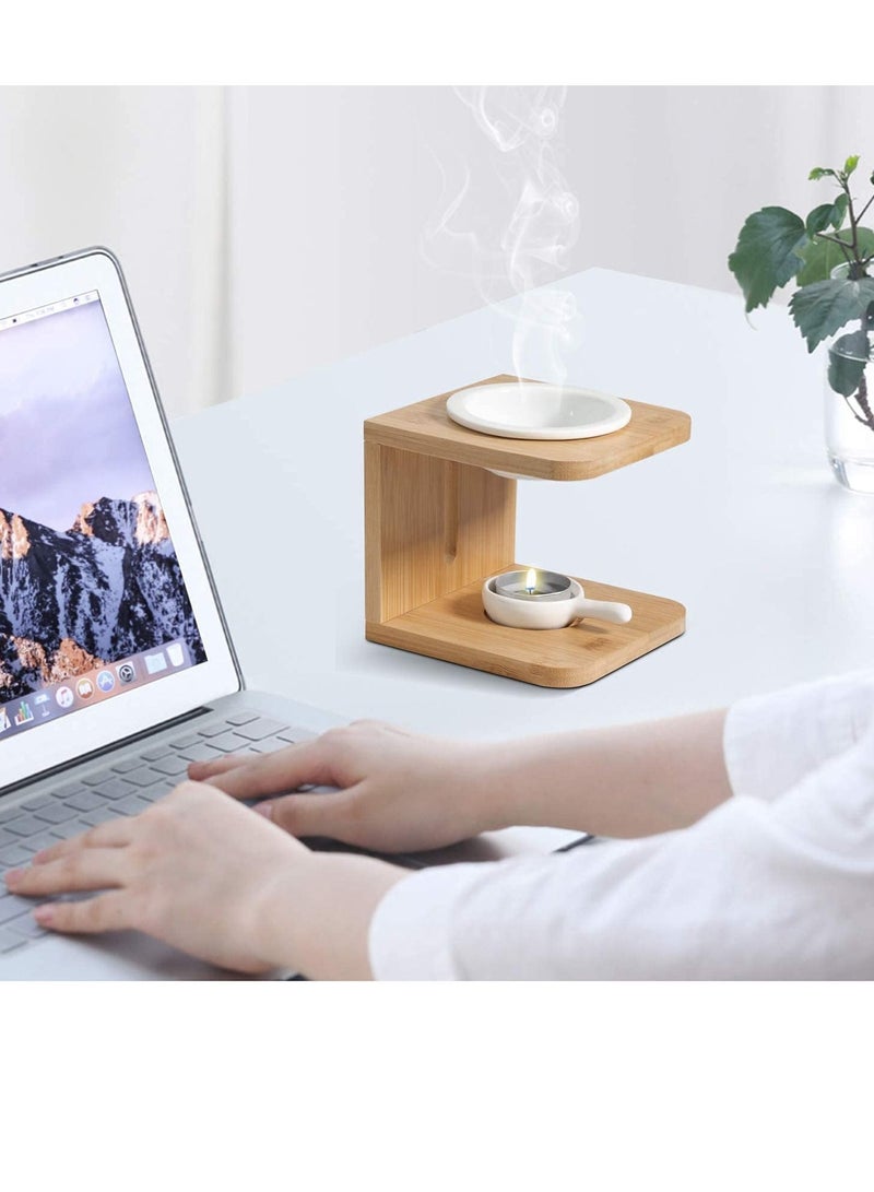 واي آند دي Wooden Essential Oil Burner, Scented Wax Melt Burner with Candle Holder, Aroma Diffuser Tea light Warmer Yoga Spa Home Bedroom Decor Gift - Image 3