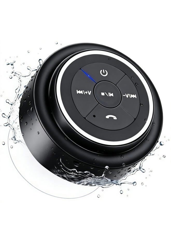 HAISSKY Bluetooth Shower Speakers, Portable Wireless Waterproof Speaker with FM Radio & Suction Cup, Pairs Easily to Your Bluetooth Devices - Phones, Tablets, Computer (Black & Blue) - Image 1