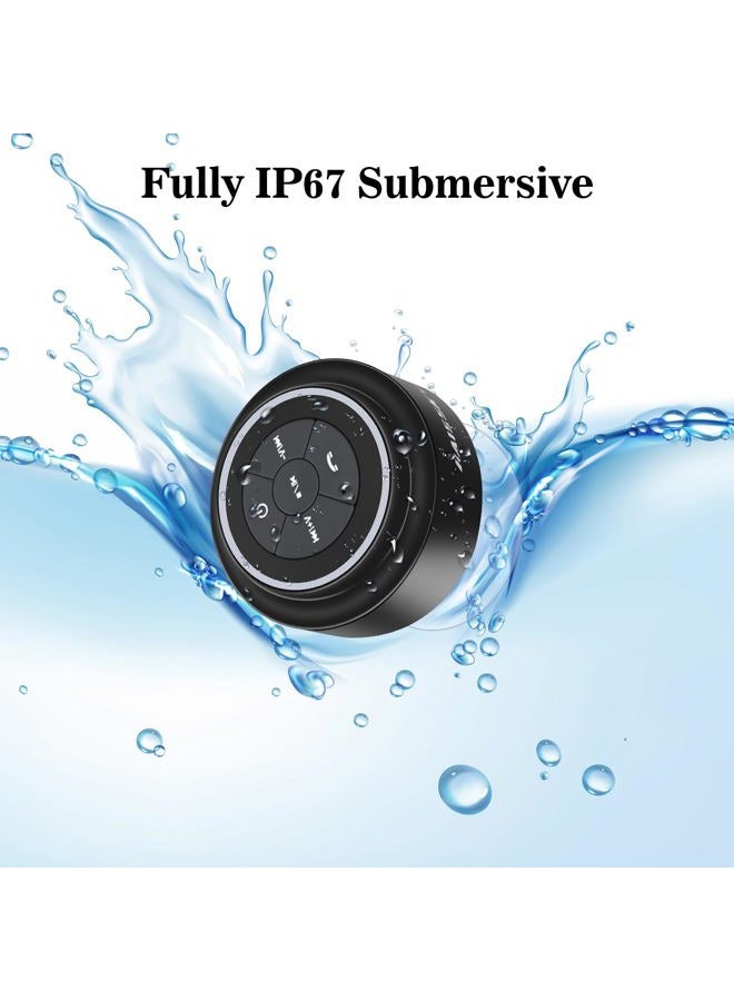 HAISSKY Bluetooth Shower Speakers, Portable Wireless Waterproof Speaker with FM Radio & Suction Cup, Pairs Easily to Your Bluetooth Devices - Phones, Tablets, Computer (Black & Blue) - Image 4