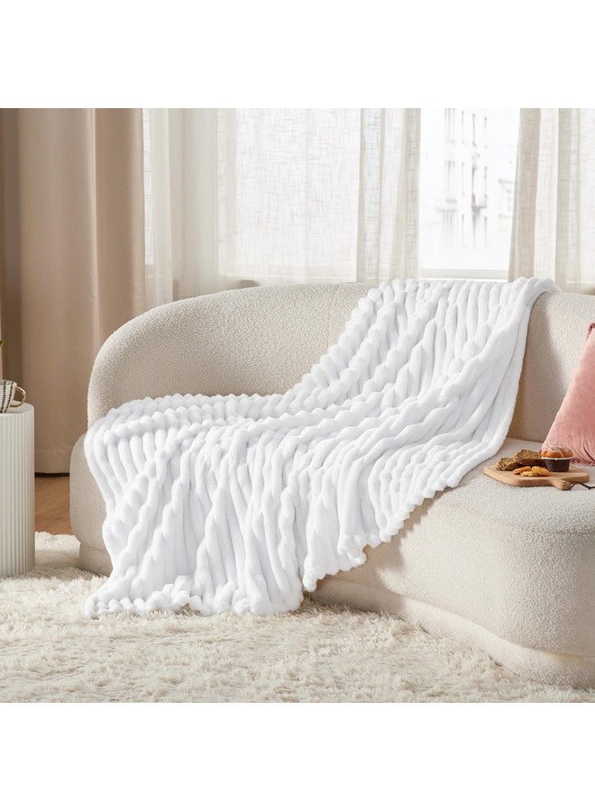 Bedsure White Fleece Blanket for Couch - GentleSoft Cozy Soft Blankets for Women, Cute Small Throws for Girls, 50x70 Inches - Image 4