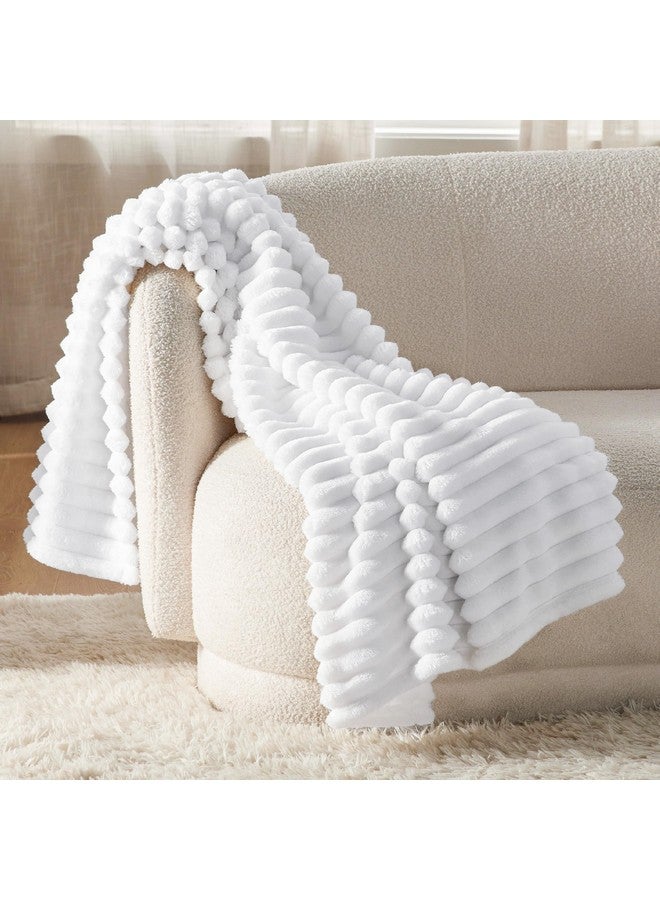 Bedsure White Fleece Blanket for Couch - GentleSoft Cozy Soft Blankets for Women, Cute Small Throws for Girls, 50x70 Inches - Image 1