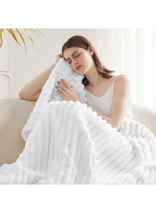 Bedsure White Fleece Blanket for Couch - GentleSoft Cozy Soft Blankets for Women, Cute Small Throws for Girls, 50x70 Inches - Image 2