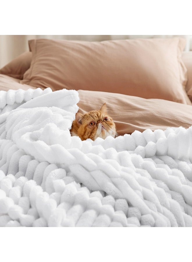 Bedsure White Fleece Blanket for Couch - GentleSoft Cozy Soft Blankets for Women, Cute Small Throws for Girls, 50x70 Inches - Image 3