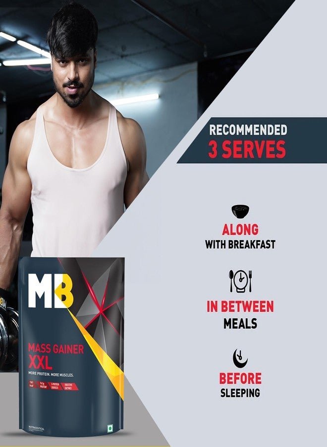 MuscleBlaze Mass Gainer XXL Powder, Chocolate (10 Servings, 1kg / 2.2lbs) | 18g Protein, 70g Carbs per Scoop | With Complex Carbs, High Protein & Digestive Enzymes - Image 3