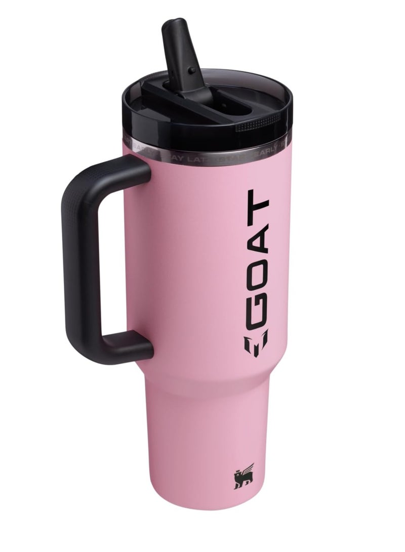 Stanley Messi x Quencher ProTour 40oz Limited Edition Flip Straw Tumbler – Vacuum Insulated Stainless Steel Travel Mug with Handle, BPA-Free Leak Resistant Water Cup, Car Cup Holder Compatible, Eco-Friendly Sports Hydration Bottle for Gym, Travel & Daily Use | GOAT Pink - Image 2