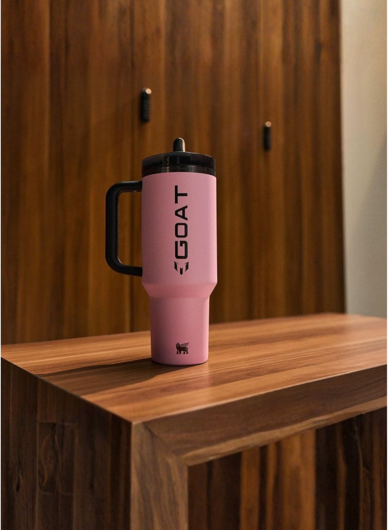 Stanley Messi x Quencher ProTour 40oz Limited Edition Flip Straw Tumbler – Vacuum Insulated Stainless Steel Travel Mug with Handle, BPA-Free Leak Resistant Water Cup, Car Cup Holder Compatible, Eco-Friendly Sports Hydration Bottle for Gym, Travel & Daily Use | GOAT Pink - Image 5