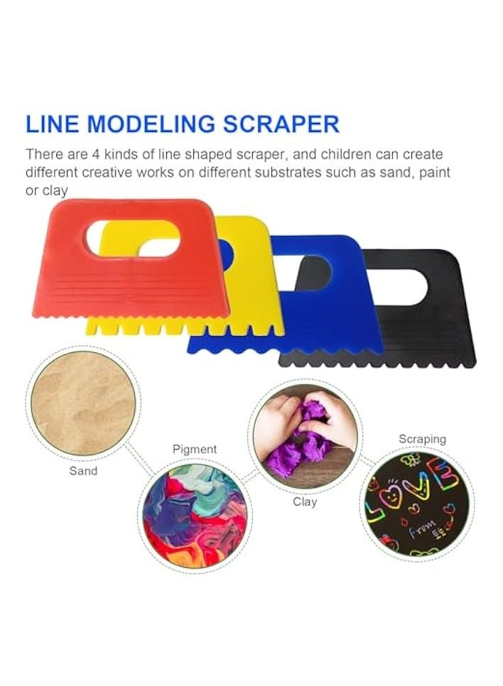PROMASS Plastic Paint Scraper, Plastic Putty Knife Putty Plastic Spreader Spackle Tool Plastic Putty Knife scraper Tool Kids Putty Scraper for Art 4pcs  - Image 3