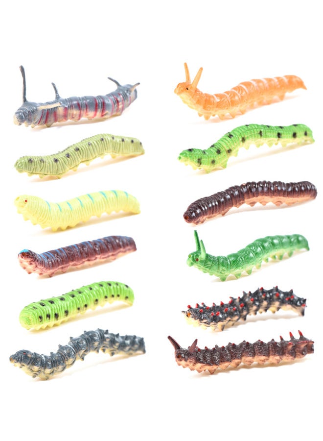 Simulation Animal Model Insect Model Toy Simulation Small Snake Turtle Turtle Wild Insect Early Education Toy-Color:070-12 Caterpillar  - Image 1