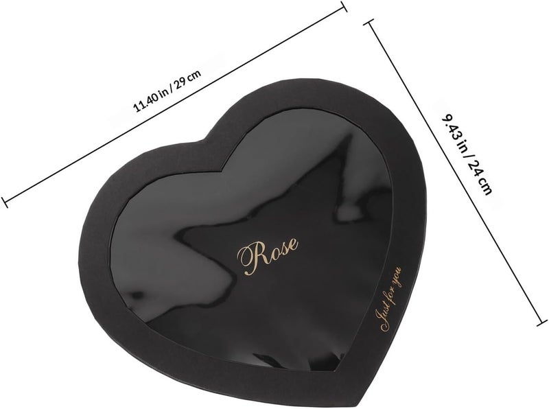 CONGARTENO Heart Shaped Cardboard Box Set 2pcs Black Paper Boxes with Lids for Valentines Day Bridesmaid Proposal Makeup Storage and Flower Arrangement Packaging - Image 2