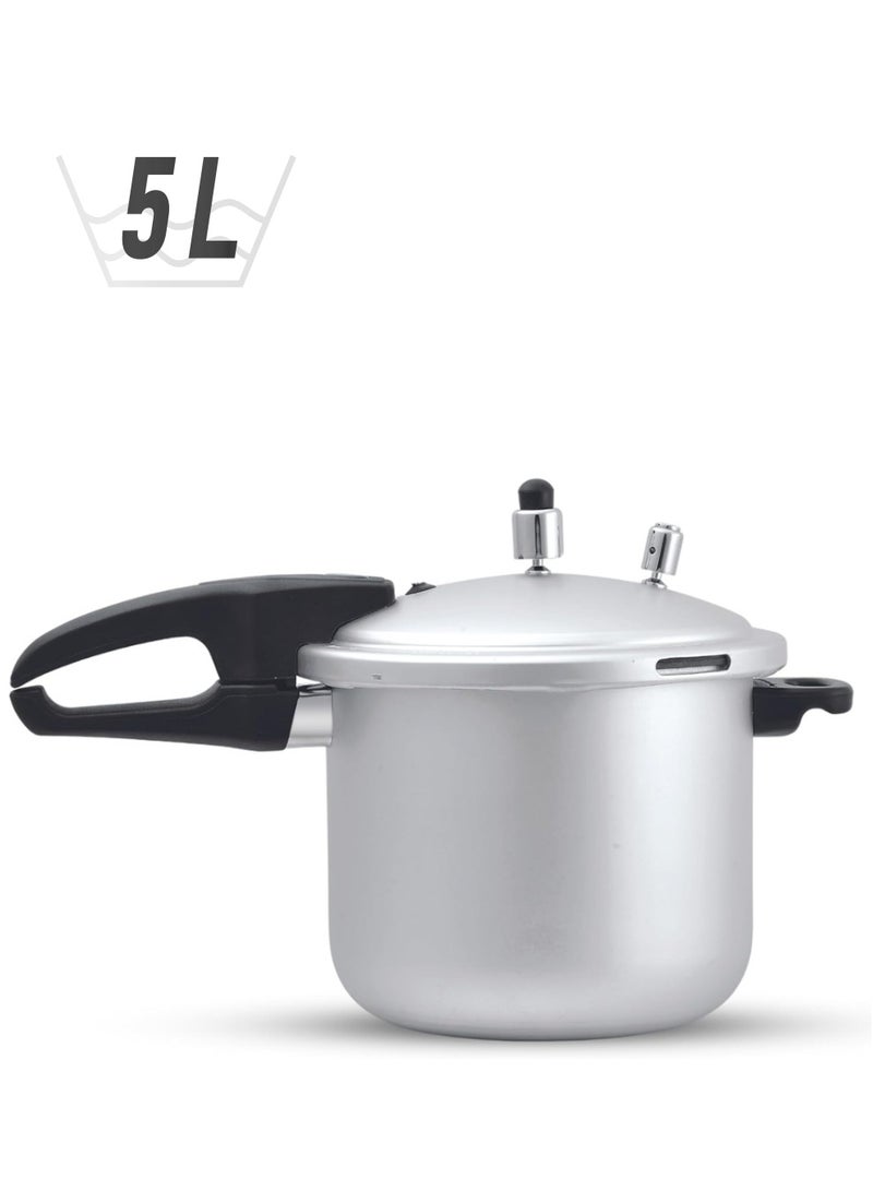 Kitchen King 5Liters Kitchen King Feast Pressure Cooker, 4 Point Safety System, Smart Cooking Technology, Promotes Healthy Cooking, PFOA Free, Energy Saving Meals for Professionals & Home Use, 5 Liters Silver - Image 1
