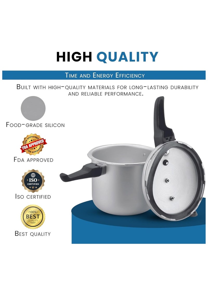 Kitchen King 5Liters Kitchen King Feast Pressure Cooker, 4 Point Safety System, Smart Cooking Technology, Promotes Healthy Cooking, PFOA Free, Energy Saving Meals for Professionals & Home Use, 5 Liters Silver - Image 3