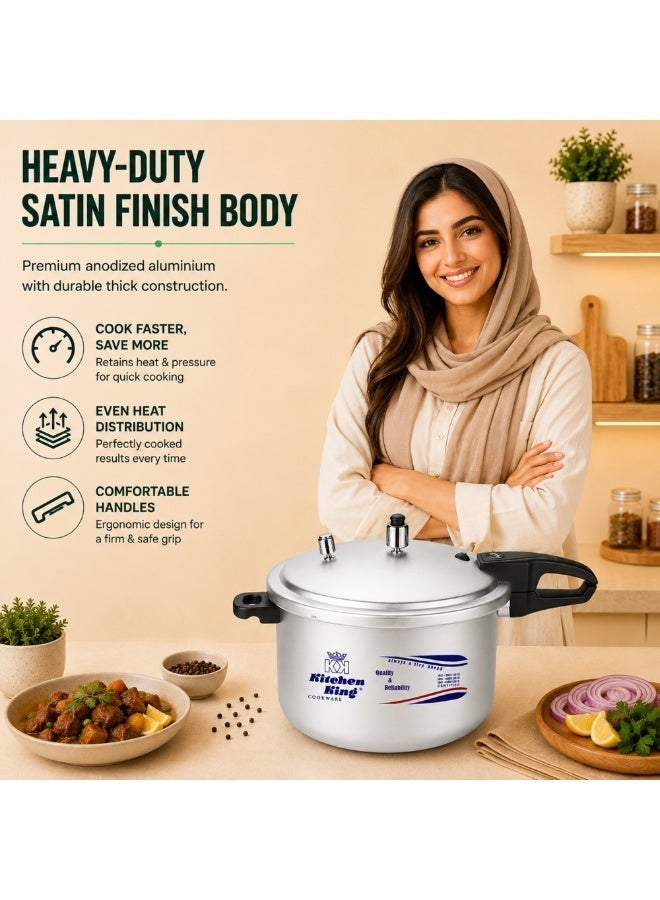 Kitchen King 5Liters Kitchen King Feast 5L Inner Lid Pressure Cooker for 4-5 Persons, Heavy Duty Aluminium Body, 6 Safety Features, Extra Gasket Included, Fast & Energy Efficient Cooking, Gas, Electric, Ceramic & Halogen Compatible Silver - Image 4