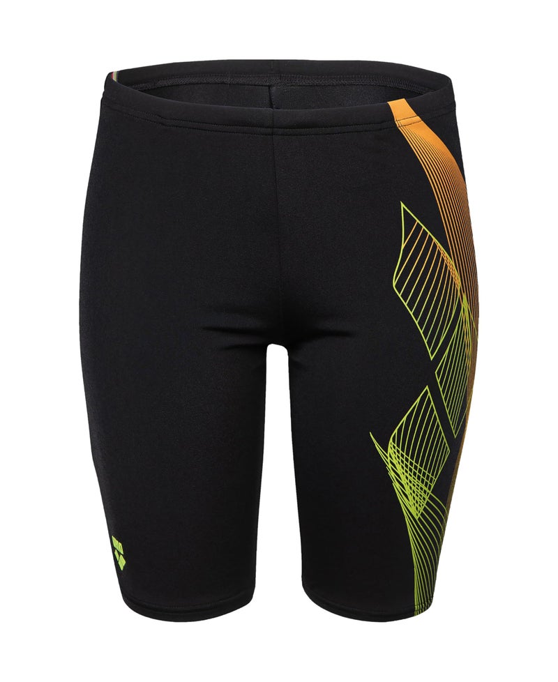 ARENA شورت سباحة أولاد للأداء في المياه البحرية مقاوم للكلور سريع الجفاف حماية من الشمس UPF 50 قابل للتعديل للسباق والتدريب باللون الأسود مقاس 522