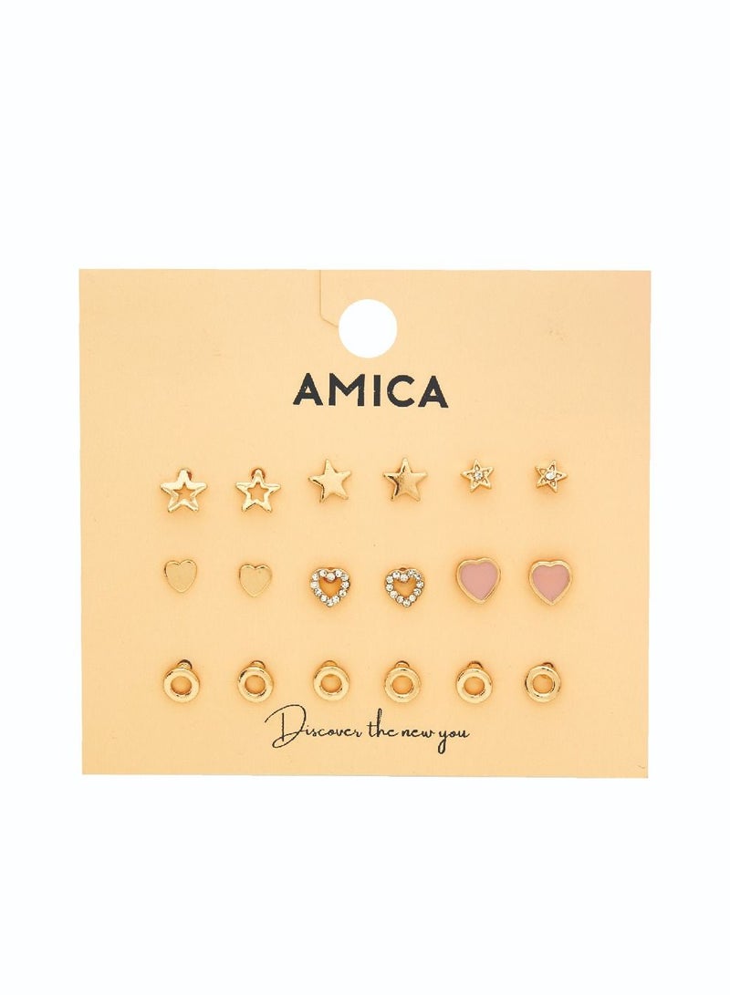 AMICA Assorted Metallic Set of 9 Earrings - Image 3