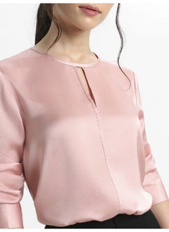 Dennis Lingo Pink Satin Crepe Top for Women, Regular Fit  - Image 3