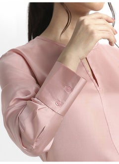 Dennis Lingo Pink Satin Crepe Top for Women, Regular Fit  - Image 5