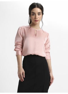 Dennis Lingo Pink Satin Crepe Top for Women, Regular Fit  - Image 2
