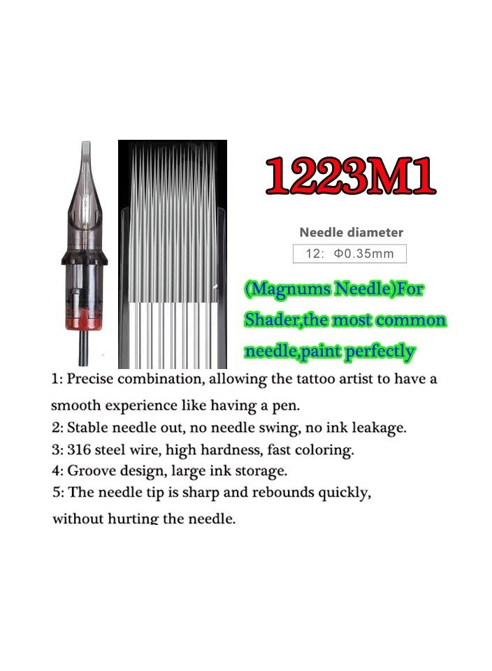 10-Pieces Disposable Tattoo Needles,Sterilized Safety Magnums Needle,Most Common Paint Perfectly Tattoo Needles,Size 1223M1 - Image 2