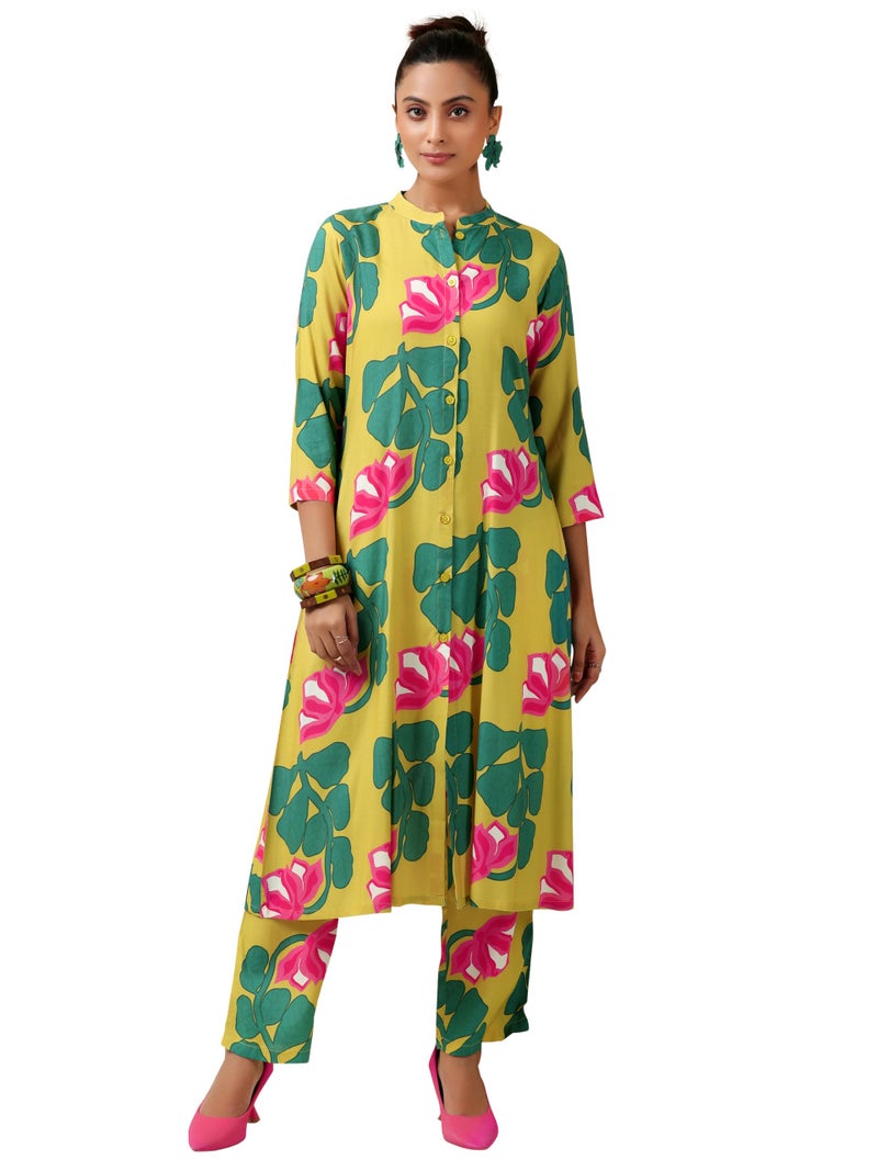 Libas Womens Printed Silk Blend Co-ord Set for Women - Image 1