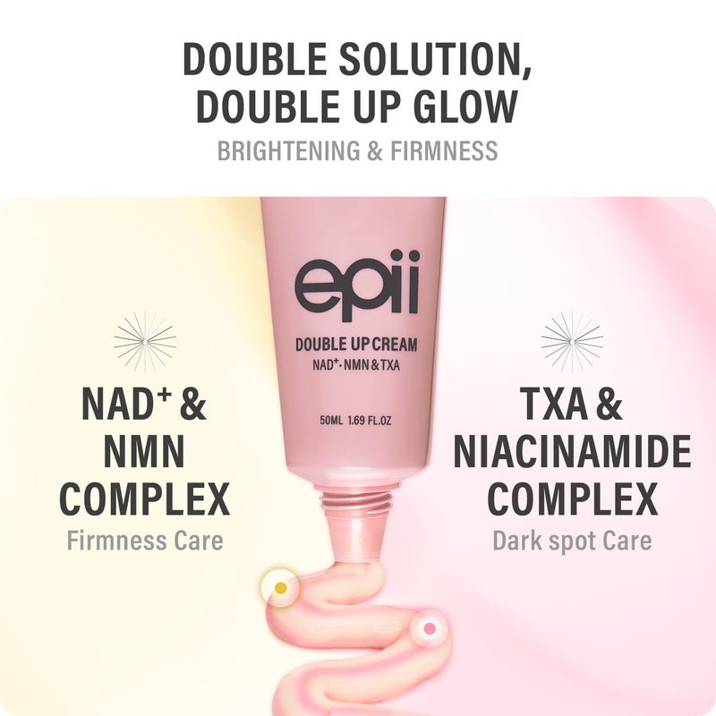 epii Double Up Cream | face moisturizer | NAD NMN | TXA | niacinamide | dark spot | uneven skin tone | sensitive skin | firmness | korean skincare | squalane15% | 50ml 1.69 oz. fl. - Image 2