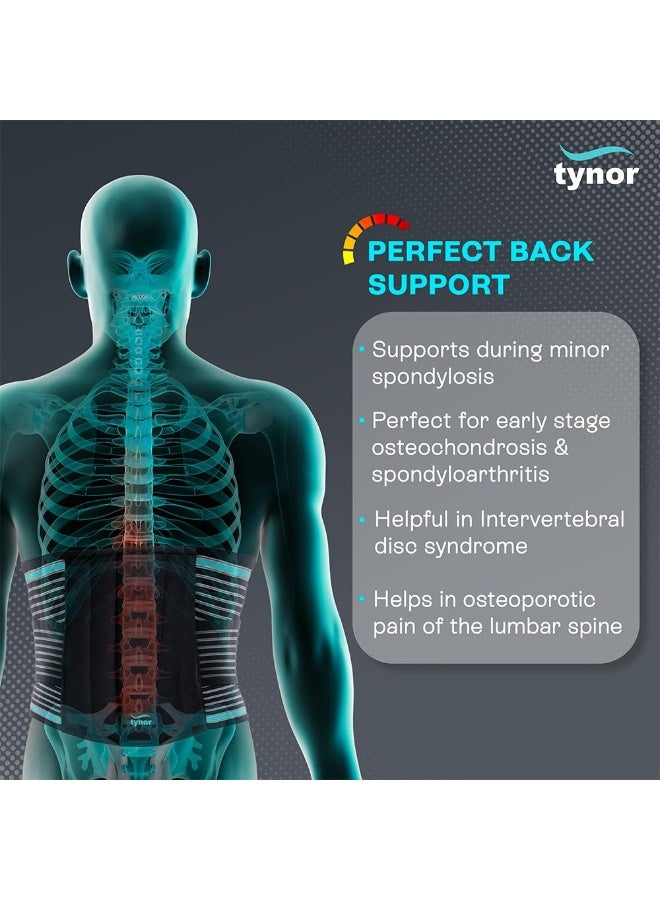 TYNOR Back Support Belt Adjustable Back Brace for Lower Back Pain,Breathable Lumbar Support Belt for Men & Women, Lower Back Brace for Herniated Disc, Sciatica & Heavy Lifting (XL, Classic Black) - Image 3
