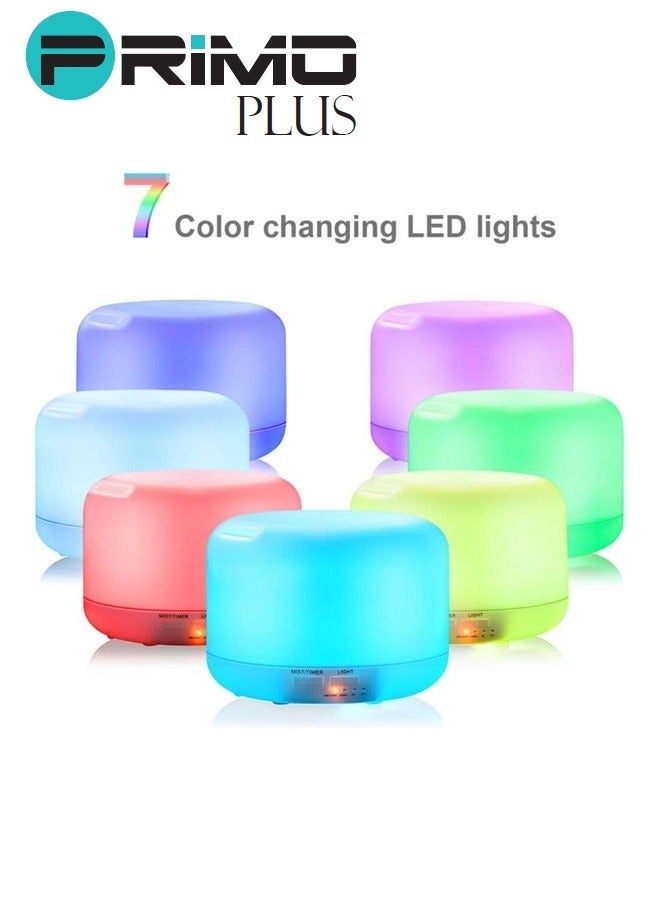 بريمو بلس مصباح ضوء LED ب 7 ألوان موزع للرائحة وموزع زيت عطري أبيض 500ملليلتر - Image 2