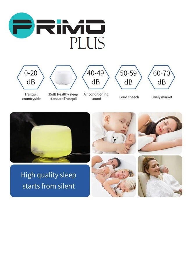 بريمو بلس مصباح ضوء LED ب 7 ألوان موزع للرائحة وموزع زيت عطري أبيض 500ملليلتر - Image 4