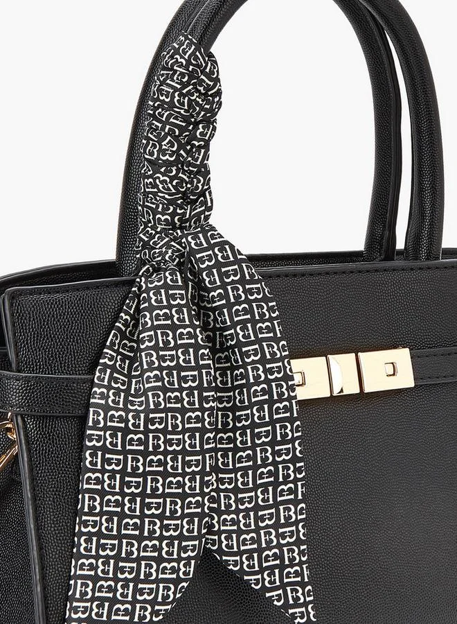 Flora Bella By Shoexpress Solid Tote Bag with Scarf Detail and Double Handle