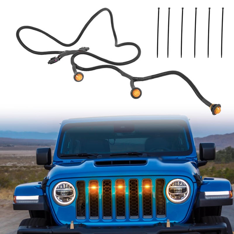 ترقية مجموعة أضواء LED لشبكة السيارة بتصميم PreRunner لجيب رانجلر JL JLU سبورت ساهارا فريدوم روبكون 2018-2022 ضوء تشغيل مساعد آمن ومفيد