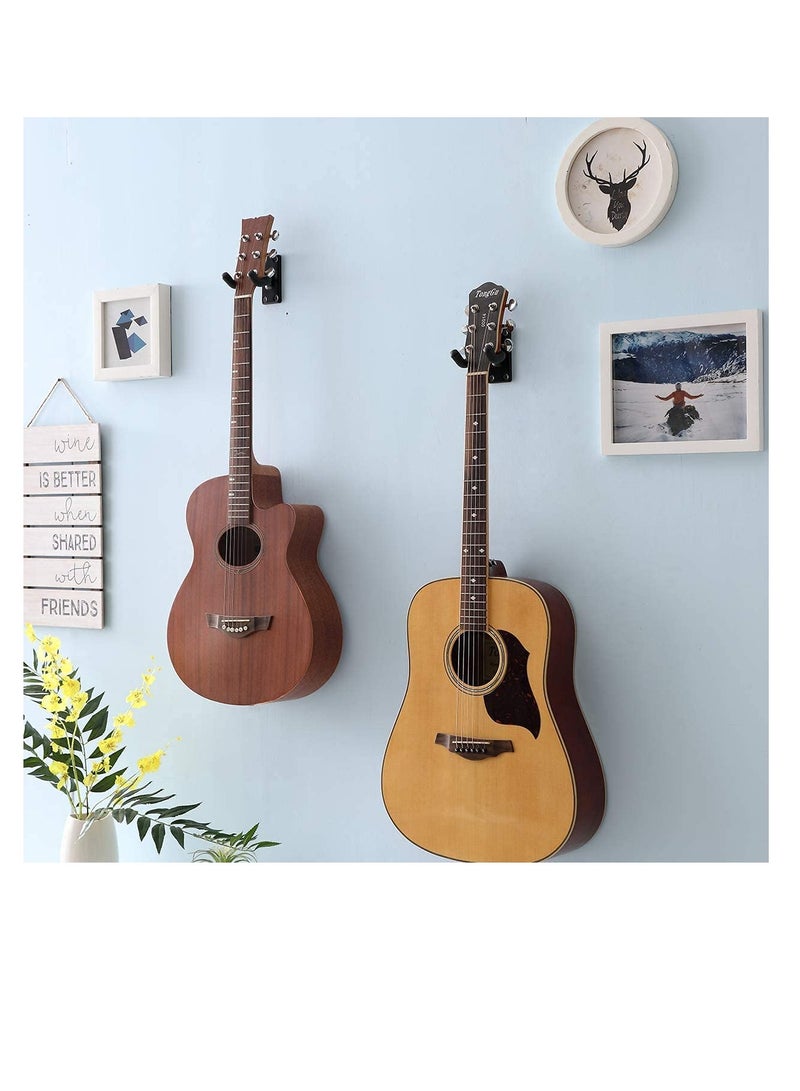 Excefore Guitar Holder Guitar Wall Mount Guitar Hanger Shelf with Pick Holder Guitar Rack for Acoustic or Electric Guitar Ukulele Bass for All Size Guitars Violin Erhu Ukulele Hanger Black - Image 2