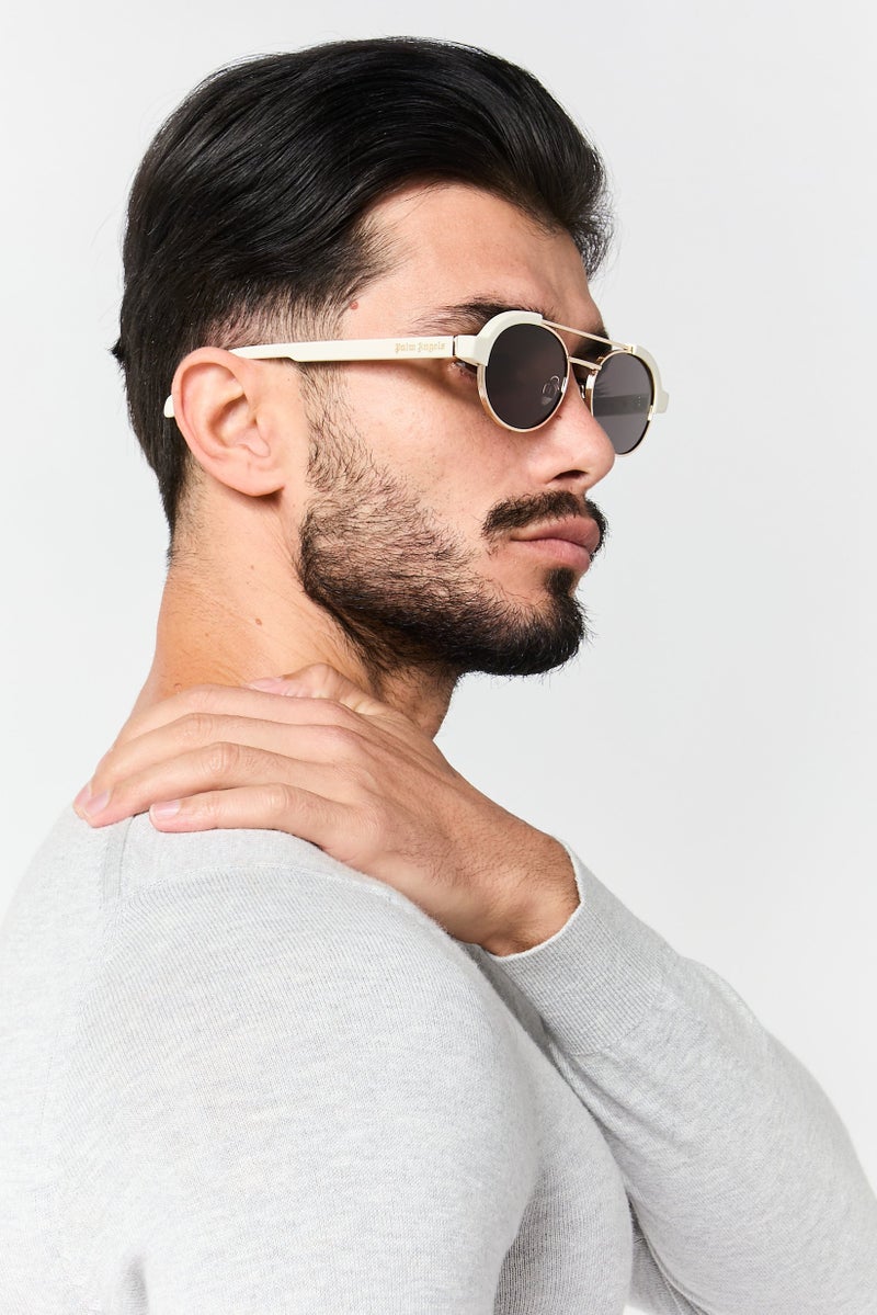 Palm Angels Men PERI10C UV Protection Round Sunglasses, White - Image 2