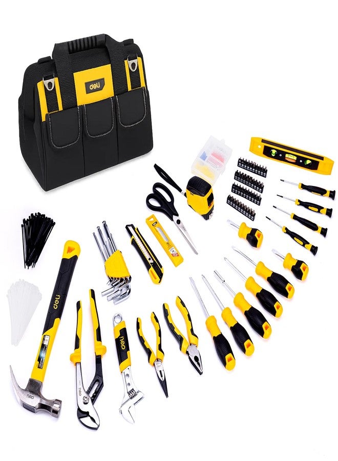 ديلي مجموعة أدوات منزلية من DELI، مكونة من 355 قطعة، مع حقيبة تخزين مفتوحة بعرض 14 بوصة، باللون الأصفر - Image 1